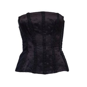 Gianni Versace Black Beaded Panel Bustier Corset Top